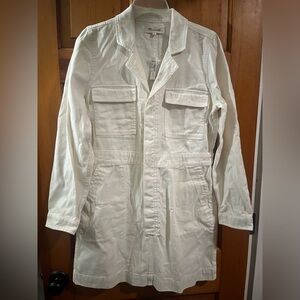 Madewell Denim Womens Coverall Dress L White Cotton Relaxed Fit Classic